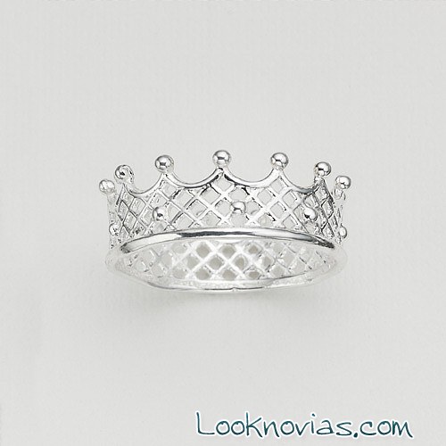 anillo corona en plata